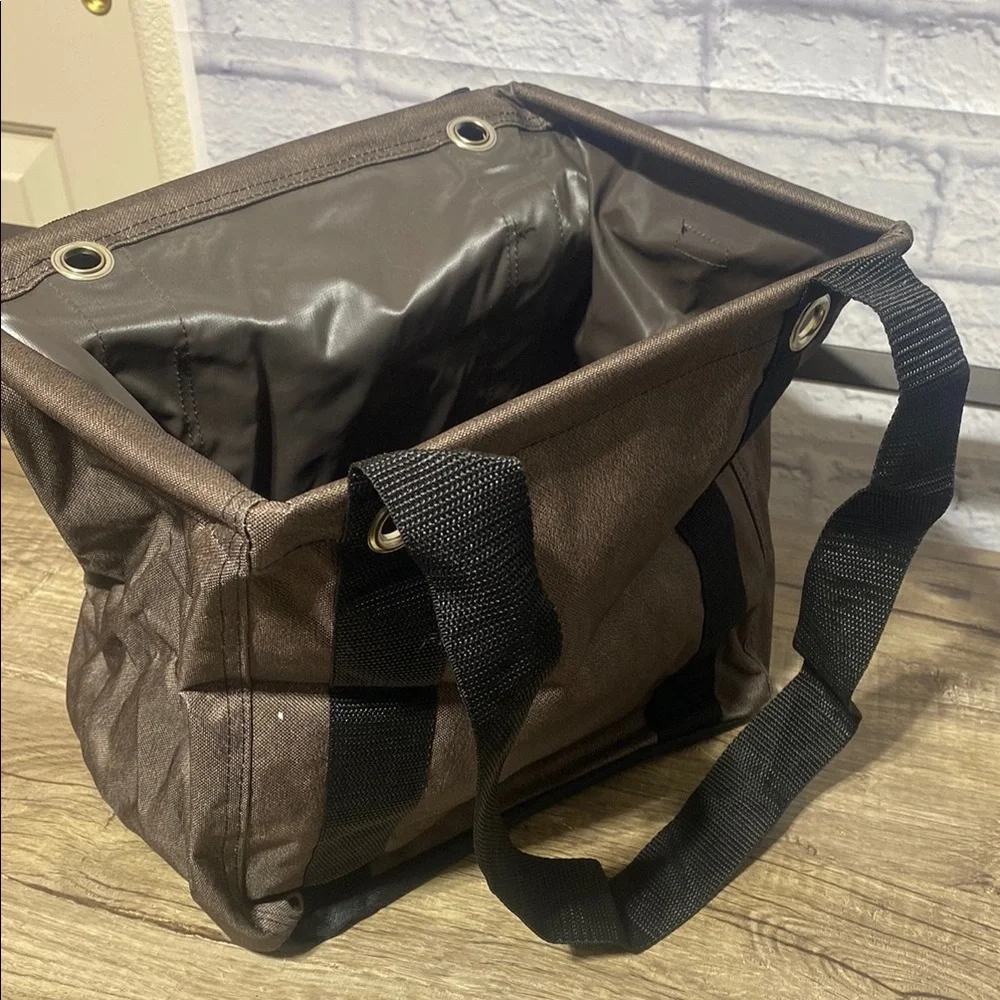 Thirty-One Brown and Black Duffel Bag with Wide-Mouth Opening
